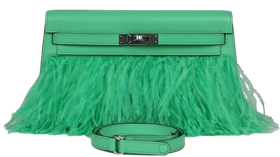 Product photo of Hermes PRE-OWNED Kelly Elan Foile Vert Comics Chevre and Ostrich Feather PHW Woman Accessories