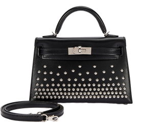 Product photo of Hermes PRE-OWNED Limited Edition Black Box Cloute Studded Mini Kelly II 20 PHW Woman Accessories
