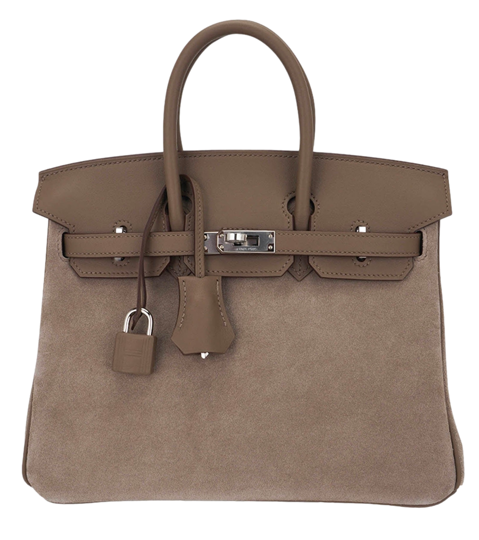Product photo of Hermes PRE-OWNED Birkin 25 Grizzly Bag Gris Caillou & Etoupe PHW Woman Accessories