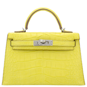 Product photo of Hermes PRE-OWNED Mini Kelly II 20 Lime (9R) Matte Alligator PHW Woman Accessories
