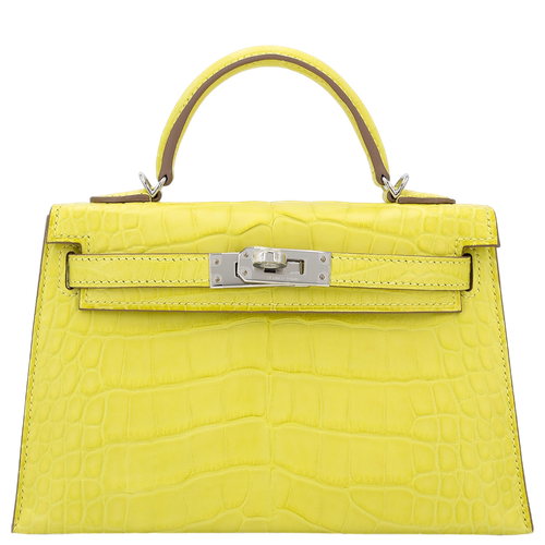 Product photo of Hermes PRE-OWNED Mini Kelly II 20 Lime (9R) Matte Alligator PHW Woman Accessories