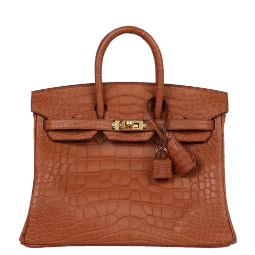 Product photo of Hermes PRE-OWNED Birkin 25 Gold Matte Alligator GHW Woman Accessories