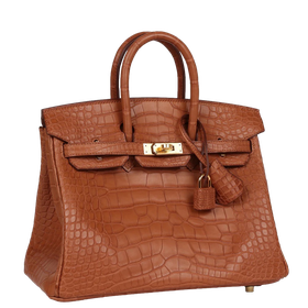 Product photo of Hermes PRE-OWNED Birkin 25 Gold Matte Alligator GHW Woman Accessories