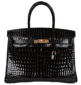 Product photo of Hermes PRE-OWNED Birkin 30 Black Shiny Niloticus Crocodile GHW Woman Accessories