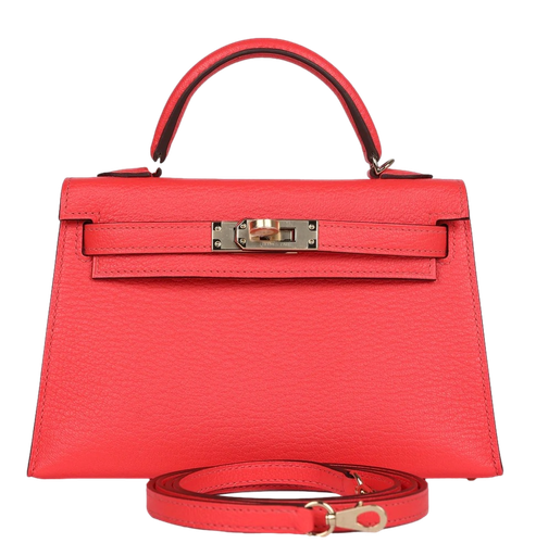 Product photo of Hermes PRE-OWNED Mini Kelly II 20 Rose Texas Verso Chevre PHW Woman Accessories