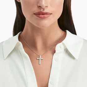 Product photo of GRAFF Round Diamond Cross Medium Pendant Unisex Jewelry
