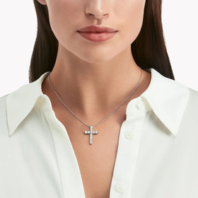 Product photo of GRAFF Round Diamond Cross Small Pendant Unisex Jewelry