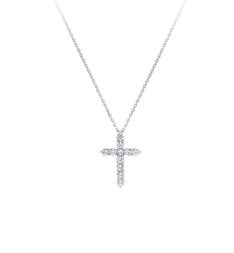 Product photo of GRAFF Round Diamond Cross Mini Pendant Unisex Jewelry